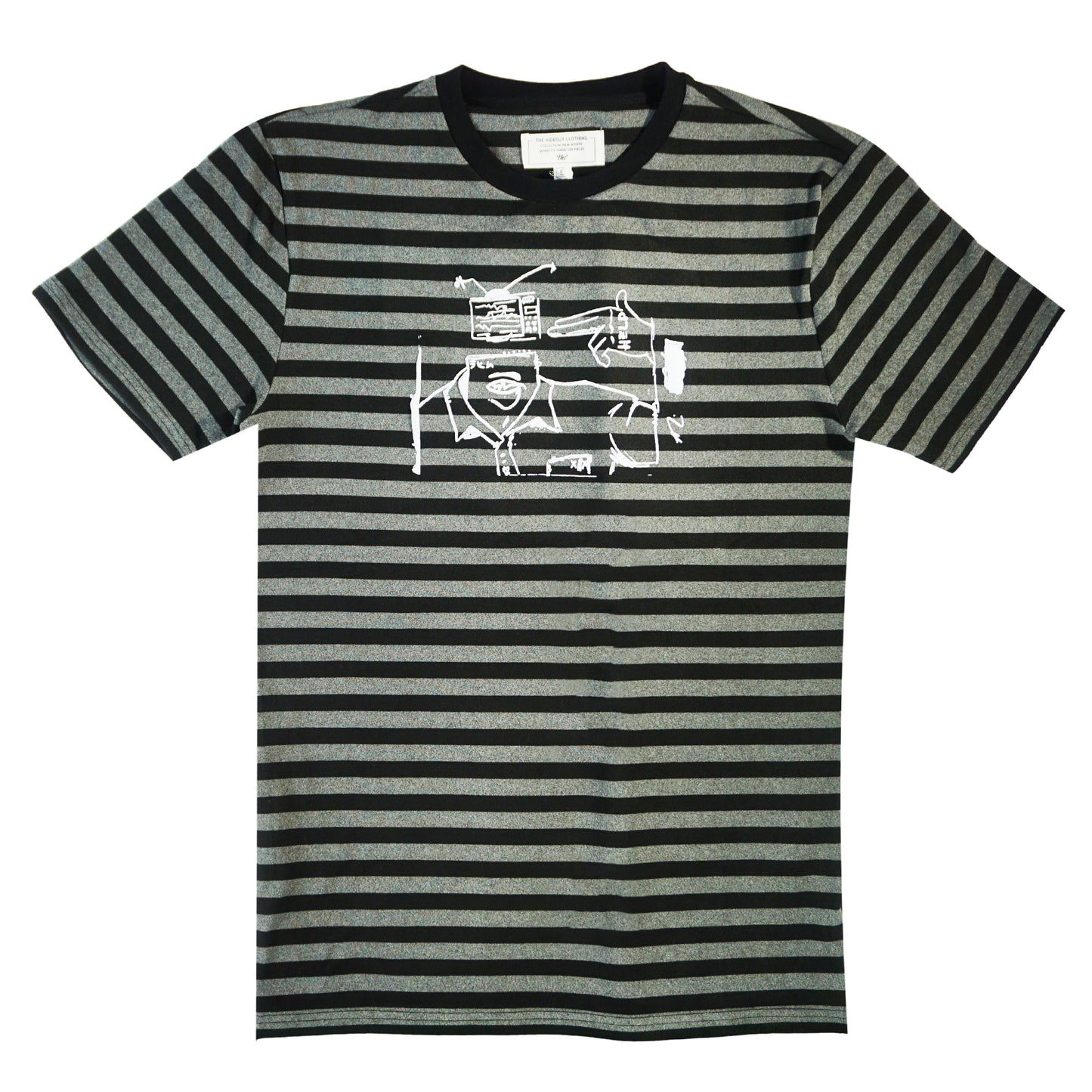 Fake News Striped Tee (Black) /D1