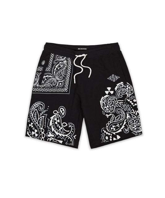 Paisley Block Shorts (Black) /D14